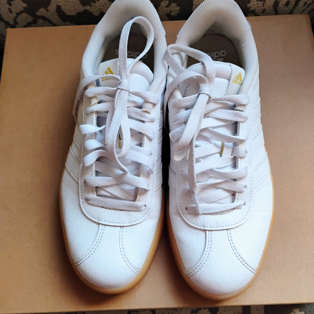 Adidas White Sneakers with Gum Sole